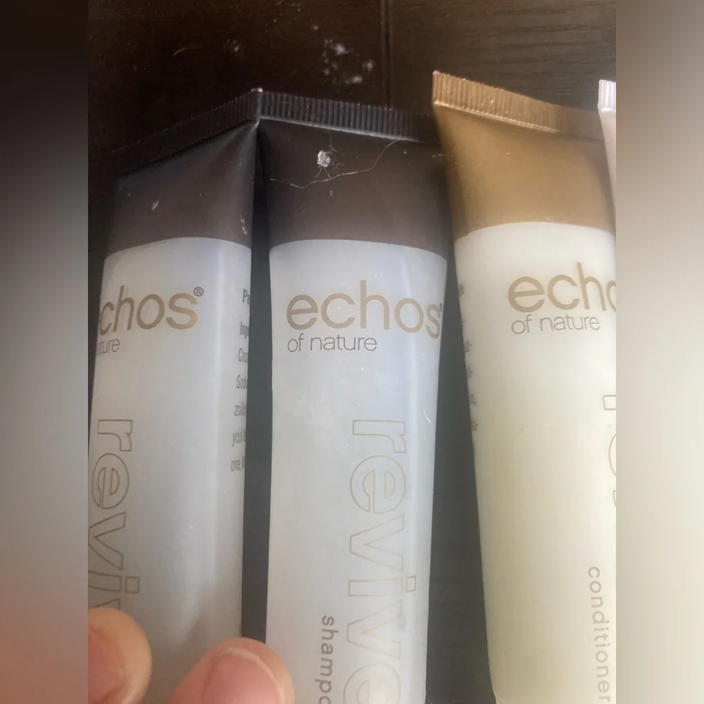 4/$25 Echos of Nature travel set. Includes shampoo, conditioner & lotion.New